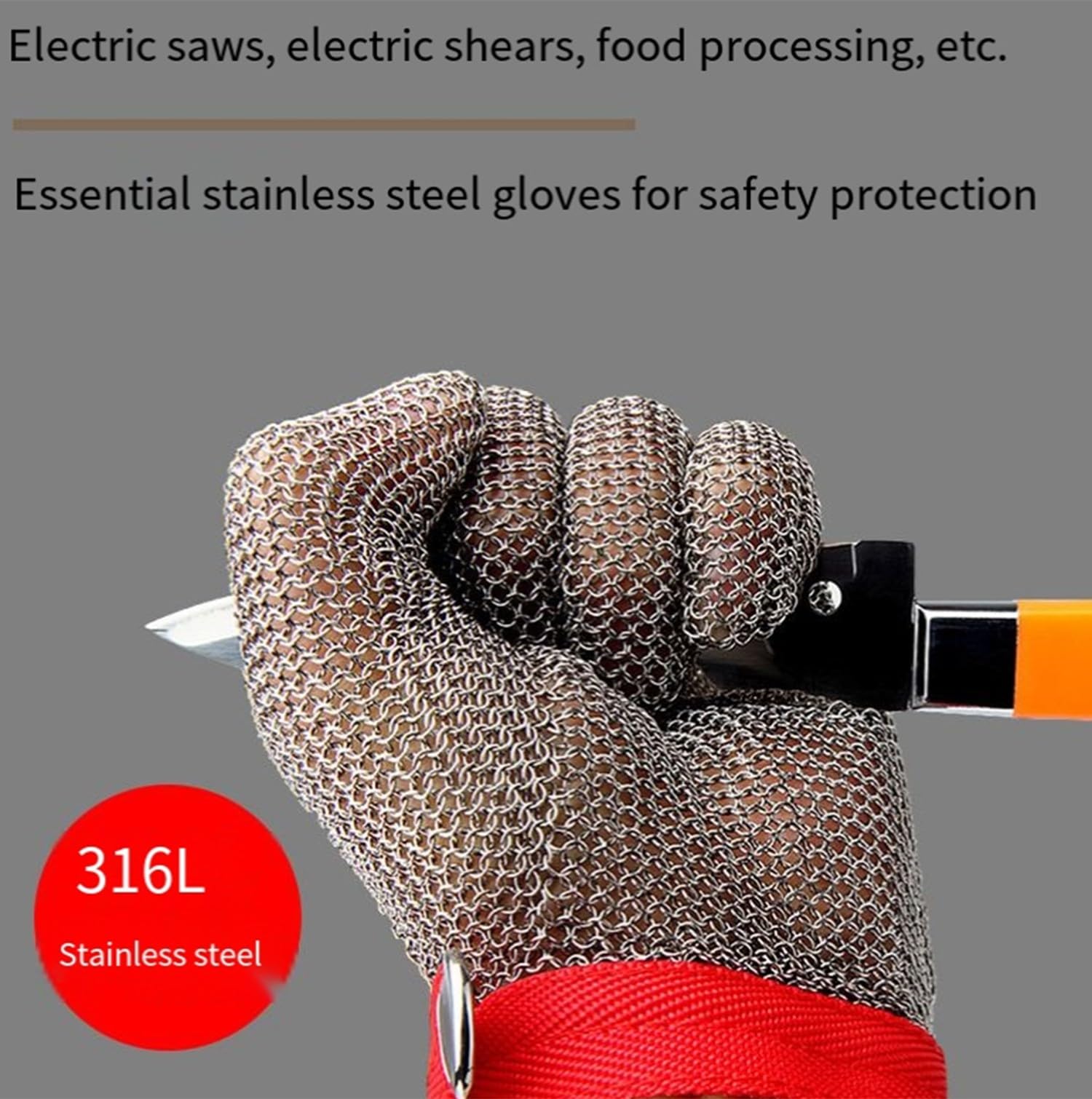 Guantes Anticorte, Anillo De Acero Inoxidable Guantes De Malla Anti Corte Cuchillo Resistente Guante De Carnicero De Cocina Guantes De Seguridad para Tallado De Madera, Carpintería S
