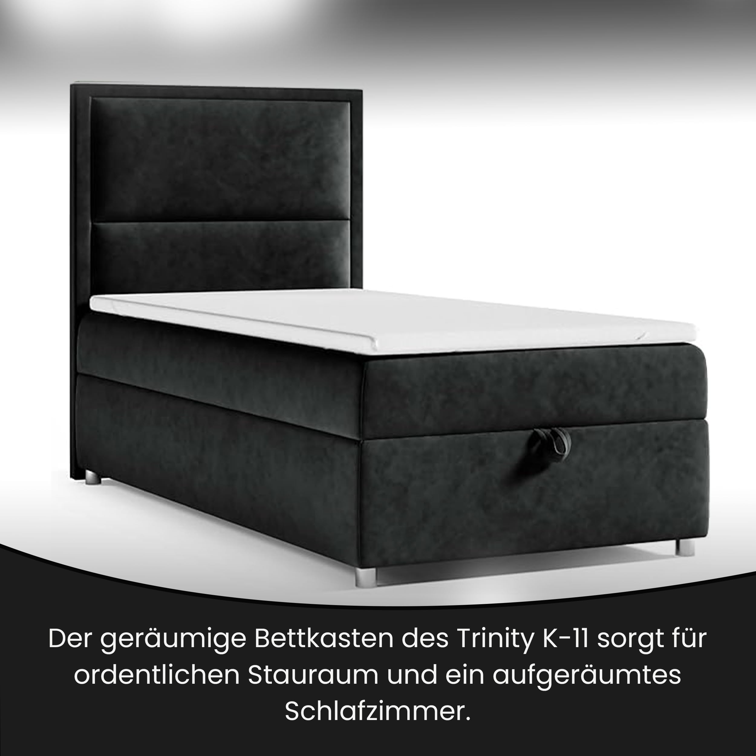 Boxspringbett Trinity k-11 mit 7-Zonen Bonell-Federkernmatratze | Boxspringbett 90x200 | Boxsprintbett mit Matratze Und Stauraum | Polsterbett 90x200 - Lieferung bis Bordsteinkante