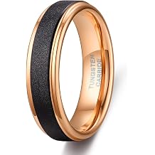 TRUMIUM 8mm Tungsten Rings for Men Women Wedding Bands Blue Carbon Fiber Steampunk Gear Inlay Ring Comfort Fit Size 6-13