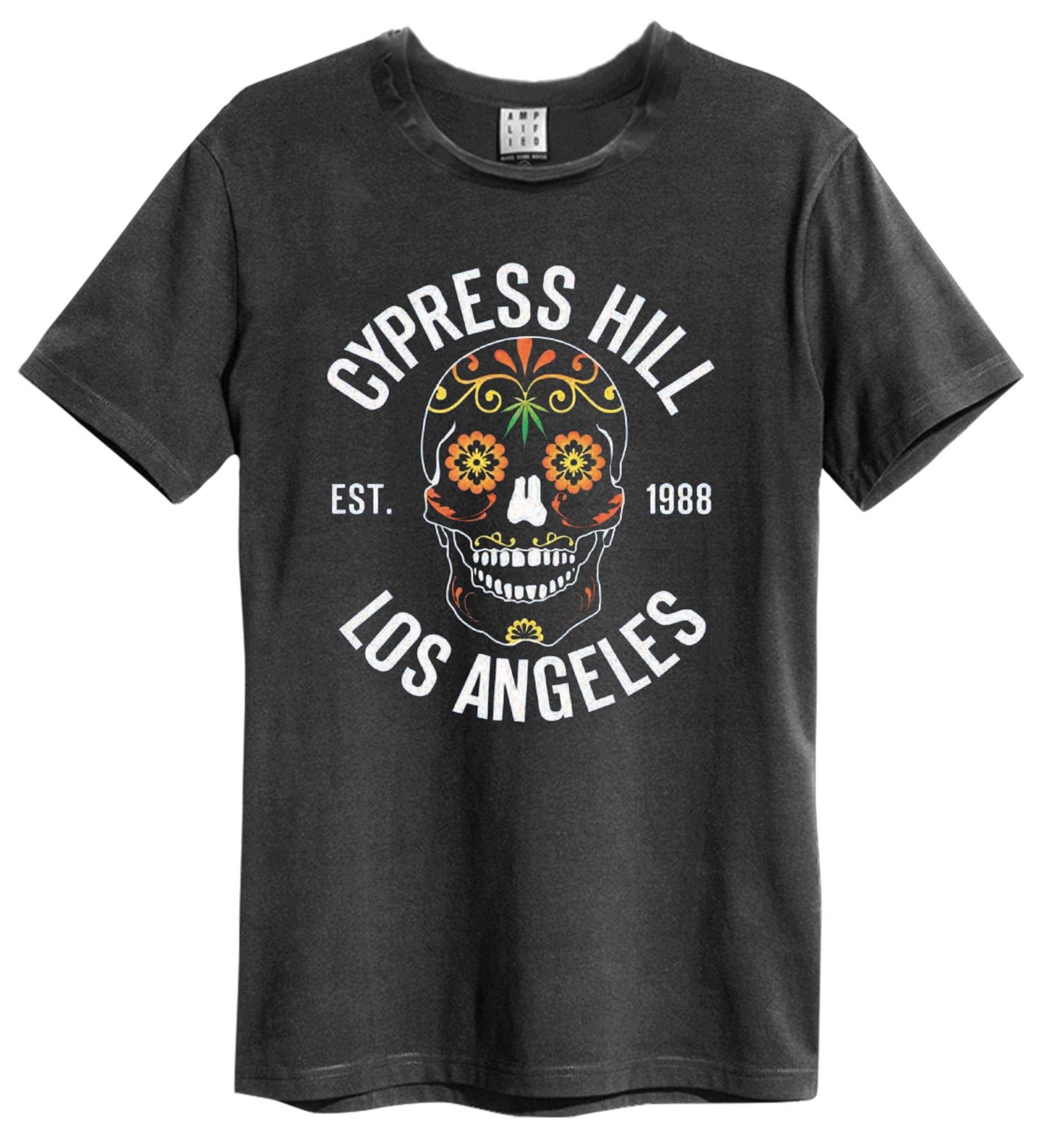 Amplified Men's Charcoal Cypress Hill Floral Skull T-Shirt