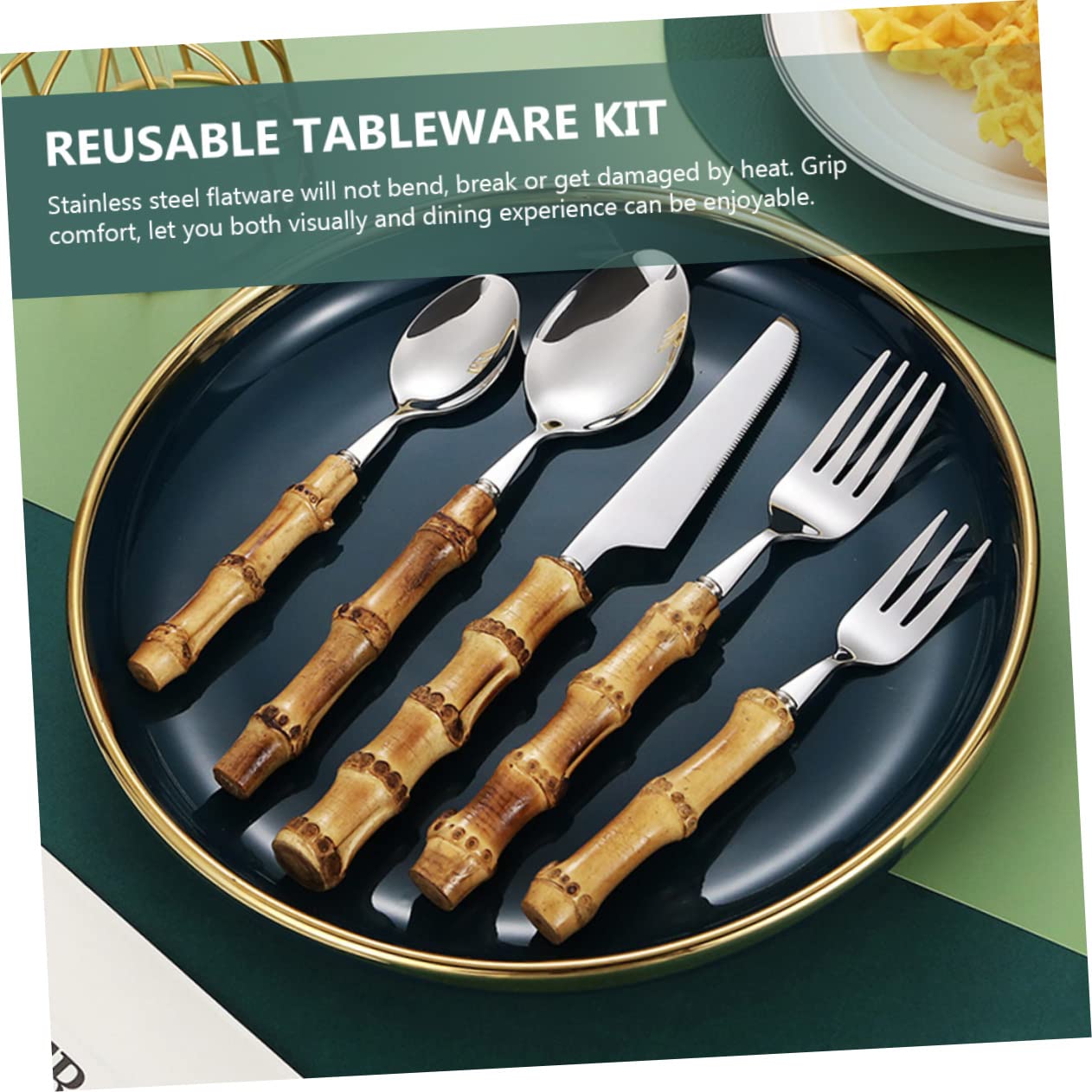 ABOOFAN 2 Set Set Di Posate in Accessori Occidentale Riutilizzabile Colino Gadget Portatile Organizzatore Piatto Ciotole Utensile Kit Acciaio Inossidabile