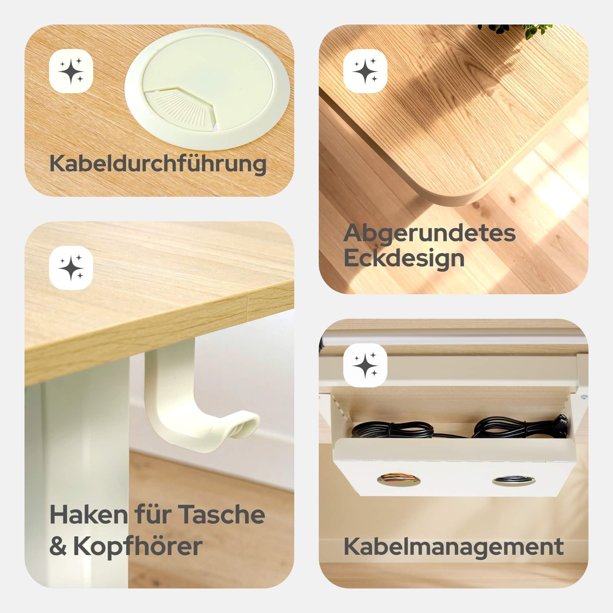 Arebos elektrisch höhenverstellbarer Schreibtisch 180x80 cm | Memory-Funktion | Verstellbarer Computertisch 72-118 cm | Standing Desk | ergonomischer Bürotisch | Steh-Sitz Tisch | Beige