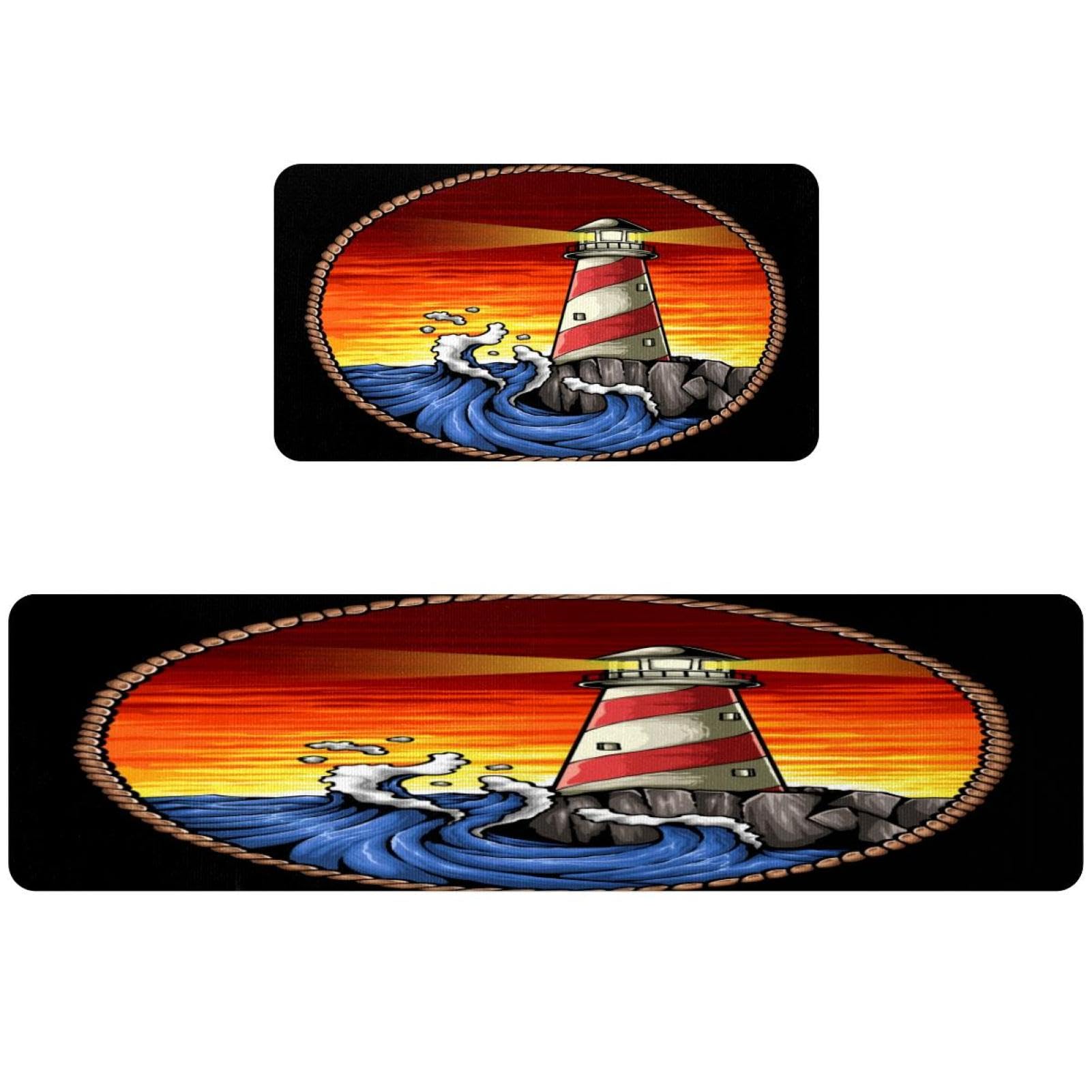 Tapis de cuisine pour couloir et buanderie motif maritime