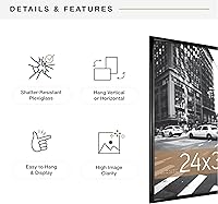 Vista 6 de MCS Trendsetter 24x32 Poster Frame Black High-Gloss, Vertical & Horizontal Wall Hanging Large Picture Frame for Photos, Posters & Art Prints (1-Pack)