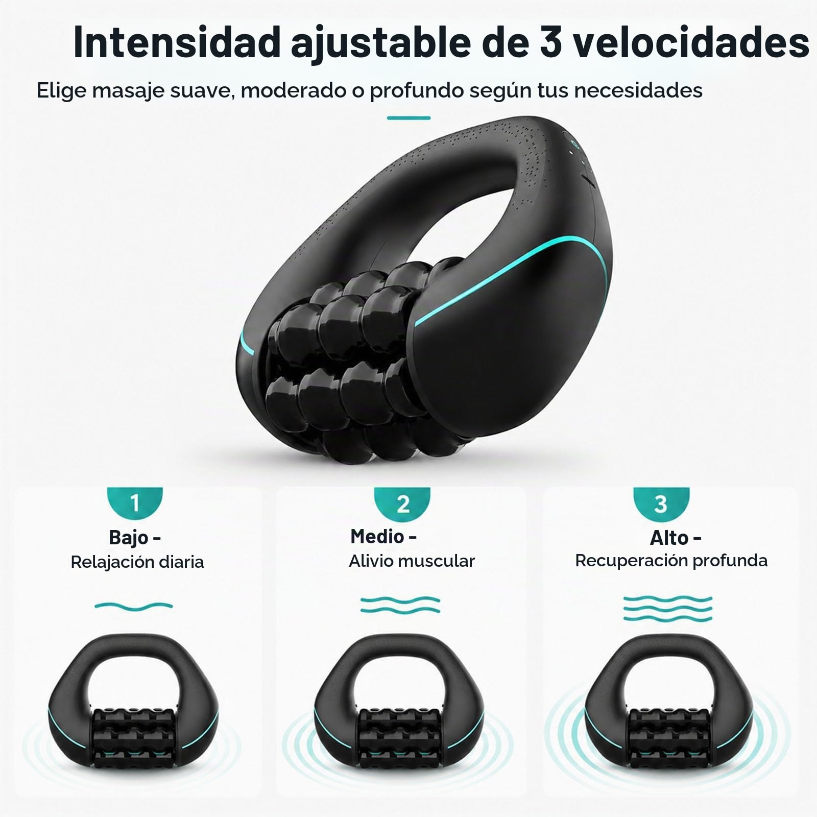 Masajeador De Rodillos Compacto, Masajeador Eléctrico | Tres Niveles De Potencia De Rotación, Para Masajes Locales En Todo El Cuerpo,Alivia la fatiga muscular en cualquier lugar