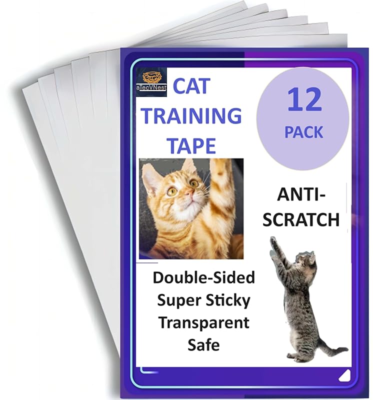 Protetor de móveis para gatos em EVA com fita dupla face transparente aTecVNest, pacote com 12