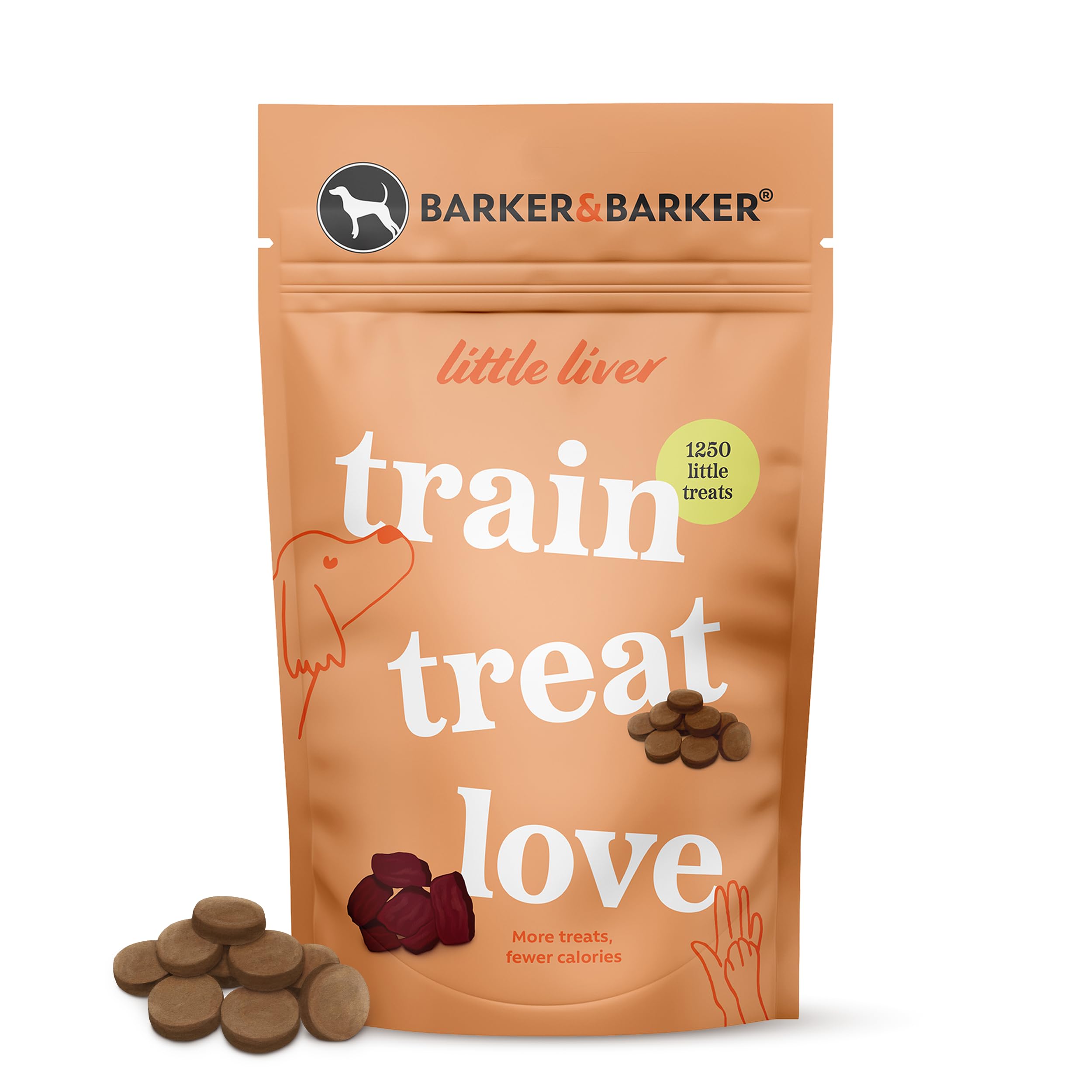 Barker and Barker Little Liver Dog Training Treats - 1250 Tasty & Healthy Treat Pack - Grain Free, Low Calorie, High in Protein & B Vitamins, No Artificials - 100% Human-Grade for Puppies & Small Dogs