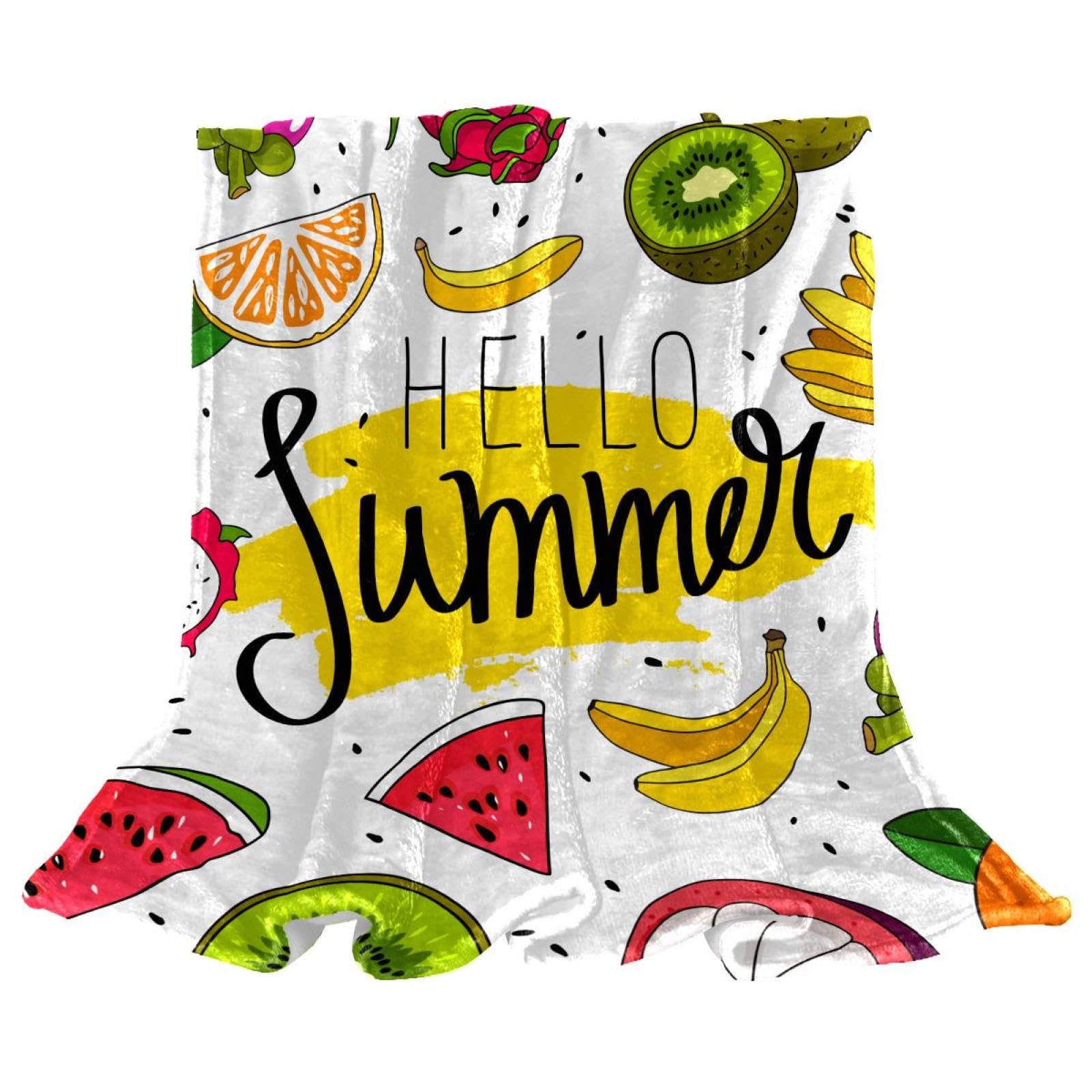 Couverture polaire fruits d'été plaid chaud contre le froid hivernal sur lits et chaises