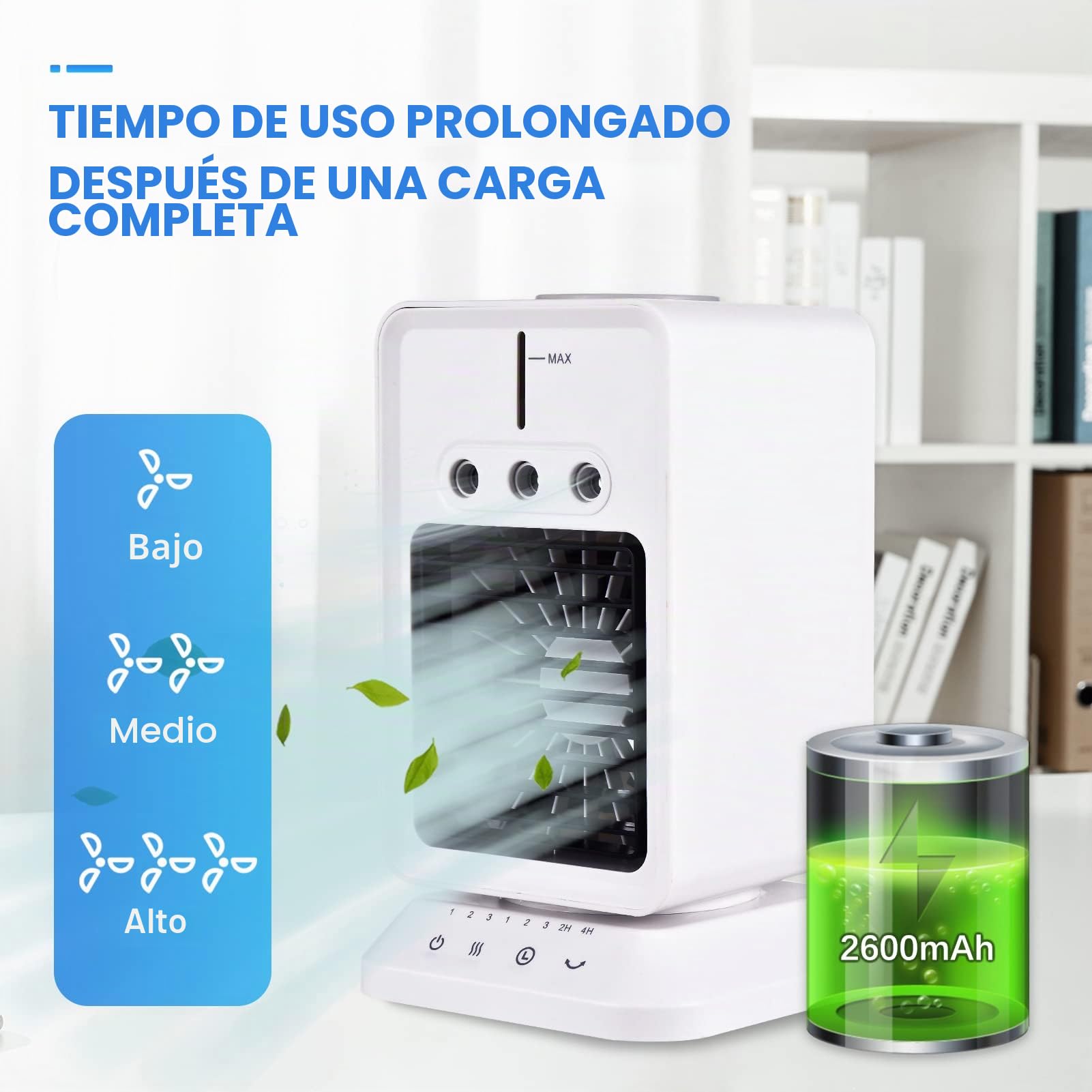 Ventilador Humidificador Más Fresco Portátil con Dirección del Viento, Temporizador y USB para el Hogar, la Oficina y el Camping