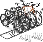 XCSOURCE 5 Bike Floor Storage Rack, Adjustable Bicycle Parking Stand | Steel, Dual Purpose Bike Holder, 2 Anchor Brackets, Garage Organizer for Mountain, Road & Kids Bikes, Indoor or Outdoor Use
