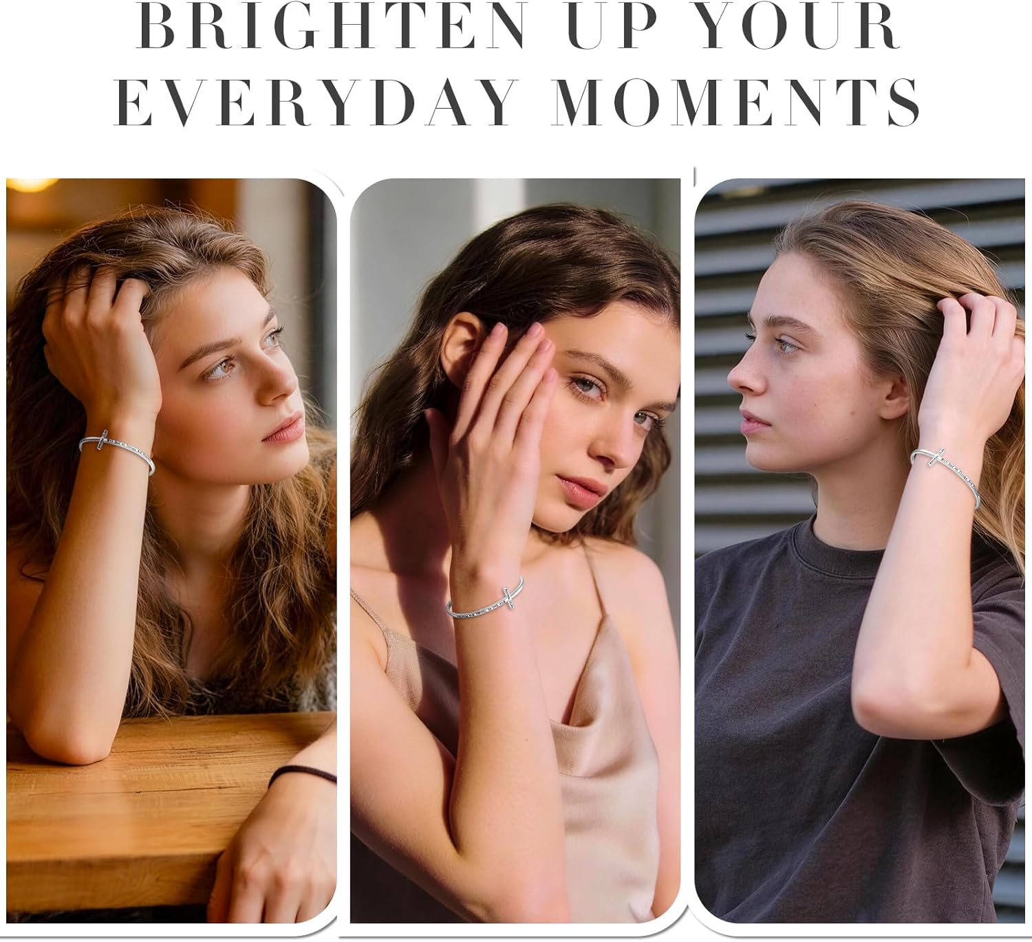 Cross Bracelet for Women Sterling Silver Faith Hope Love Engraved Open Bracelet Religious Adjustable Jewelry Mothers Day Birthday for Women Gifts - Image 4