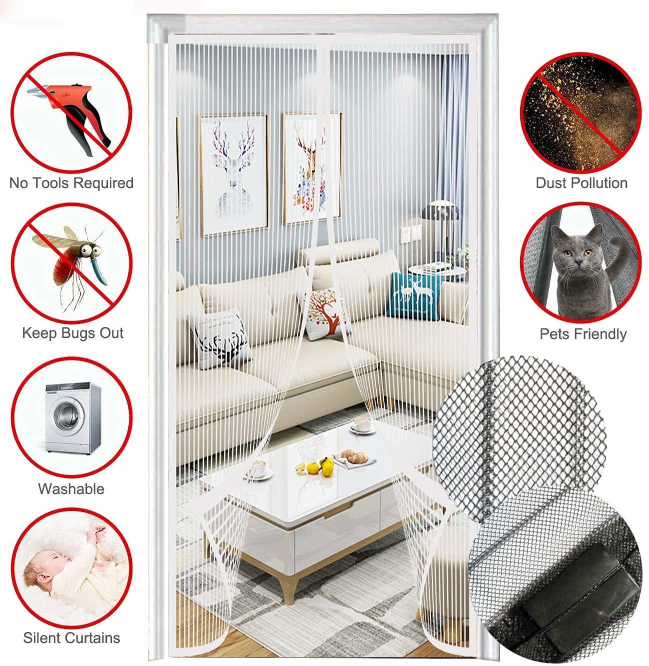 Moustiquaire Fenêtre Magnétique 183 X 180 Cm Maille Ultra