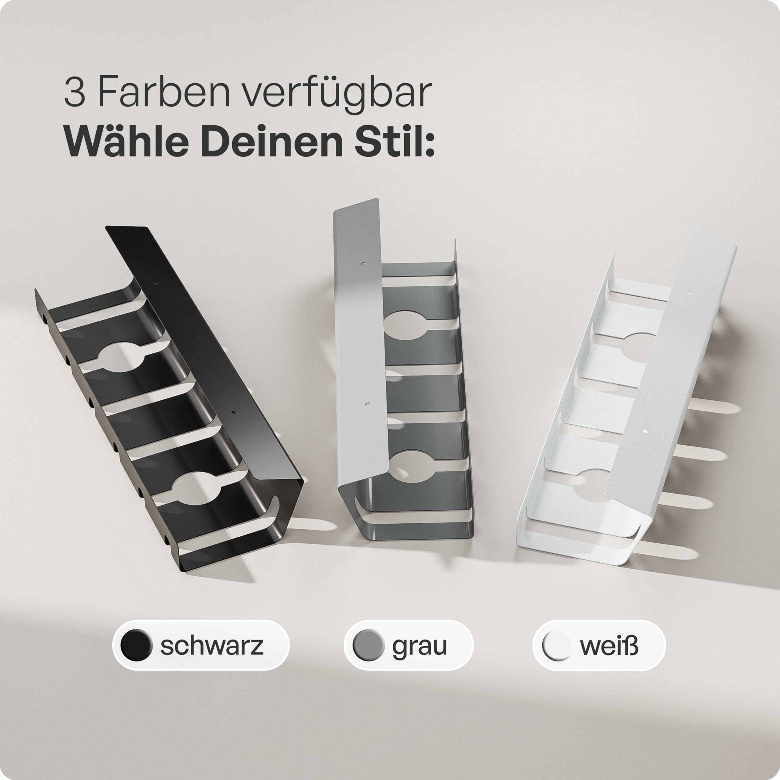 PAMO Kabelkanal Schreibtisch schwarz 2er Set - inkl. 10x Klett Kabelbinder und Kabel-Clips - einfache Installation inkl. Schrauben - Schreibtisch Organizer für Büro und Home Office
