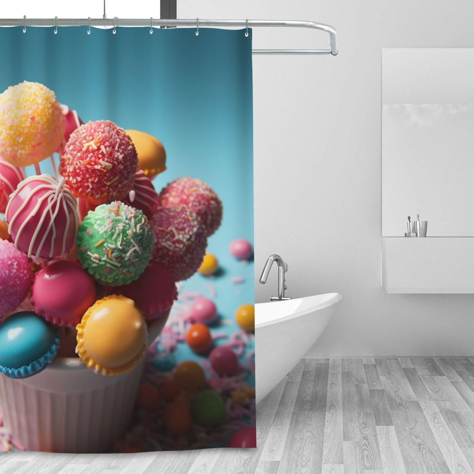 Rideau de douche lavable d'hiver anti-moisissure imperméable avec ses 12 crochets de suspension