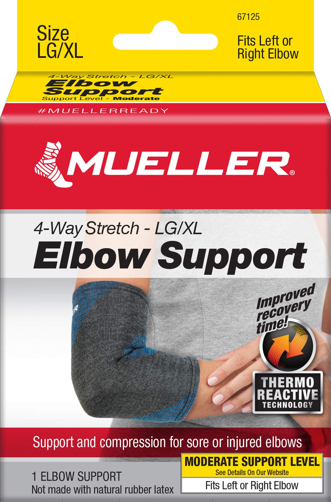 Mueller - Codera el stica de 4 v as, color negro y azul 67125 , L/XL, Azul, 1