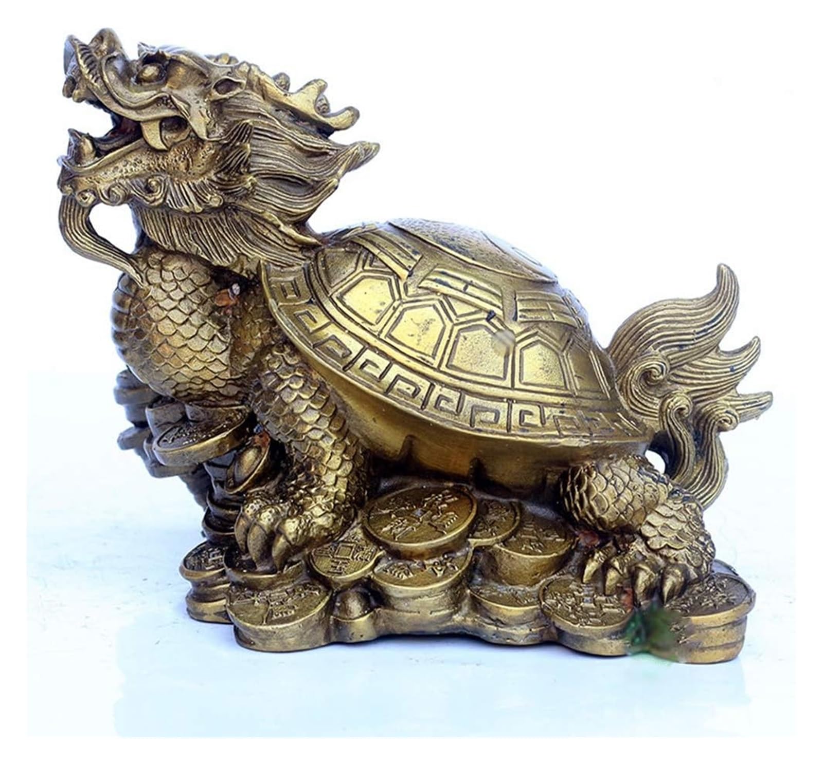 Tortue Dragon en Cuivre Pur - Décoration Asiatique Traditionnelle de Salon Feng Shui