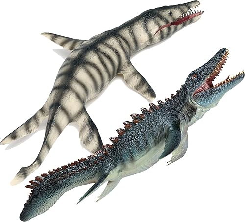 Gemini&Genius Juguetes de dinosaurio Mosasaurus y Kronosaurus de animales marinos con mandíbula móvil, juguetes de tiburón, perfectos para regalos