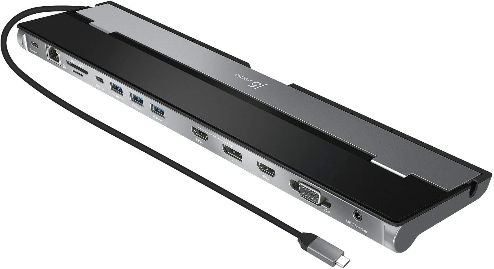USB C 13 in 1 4K Triple Display Docking Station - Resolution Support 4K HDMI, 1080p VGA, 4K DisplayPort outputs, 100W Power Delivery, USB 3.0 ports (1 USB-C and 3 USB Type-A ports) - JCD543