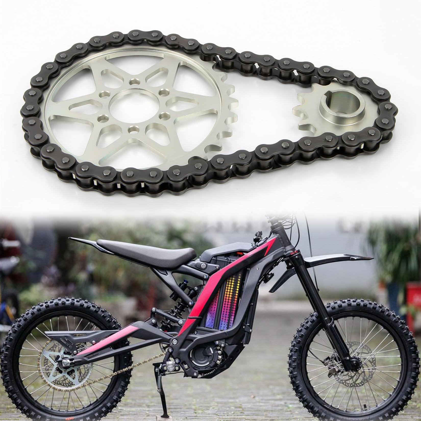 PSLER Kit de Conversión de Cadena de Transmisión con Piñón de Transmisión 420 para Sur-Ron Light Bee X S Segway X160 260 Kit de Cadena para Moto Todoterreno 30 Dientes Delante y 13 Dientes Detrás