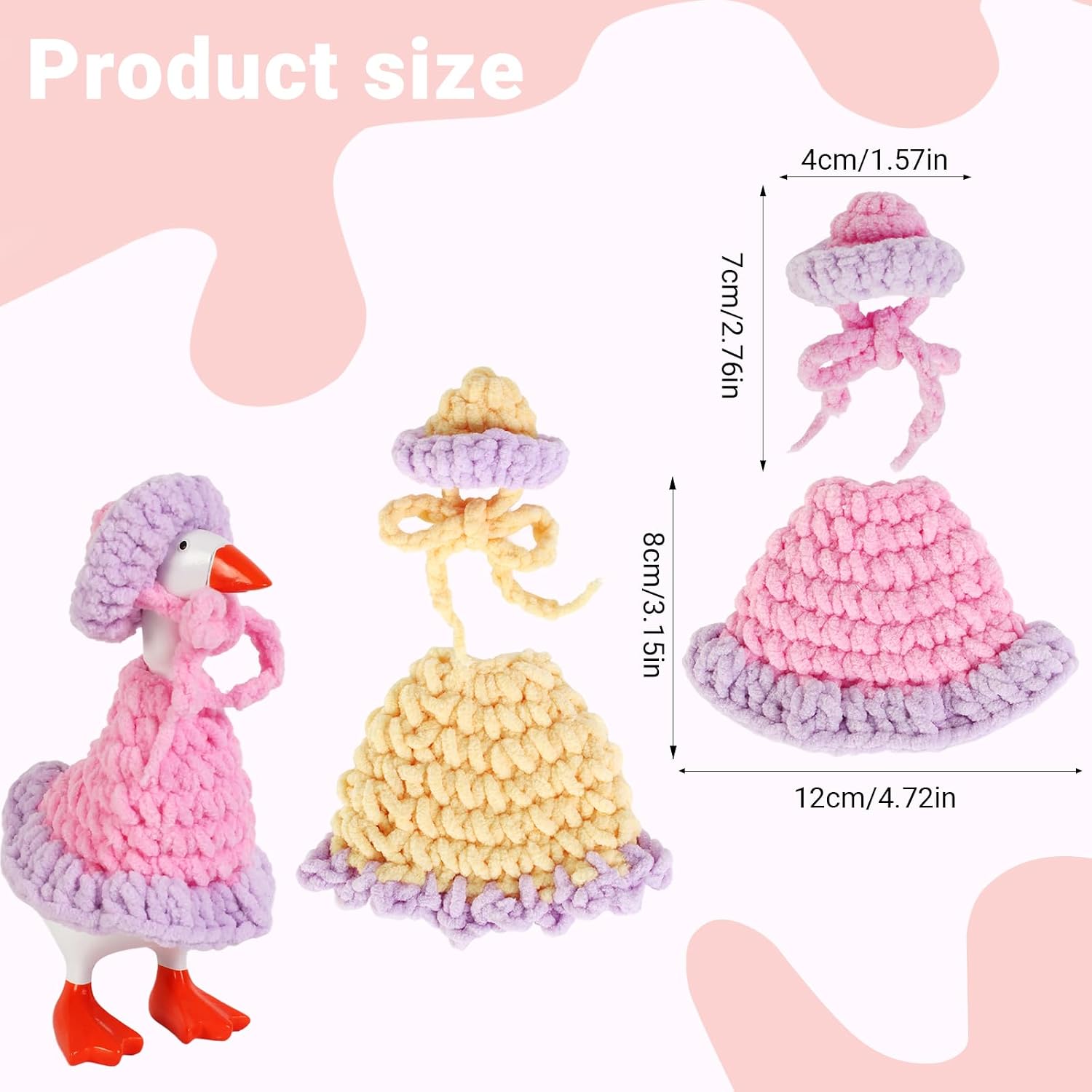 2 Set 7 Inch Mini Desk Goose Knitted Outfits Magnetic Goose Key Holder Multiple Colors Clothes for Magnetic Duck Statue Desk Key Holder Decor image 2