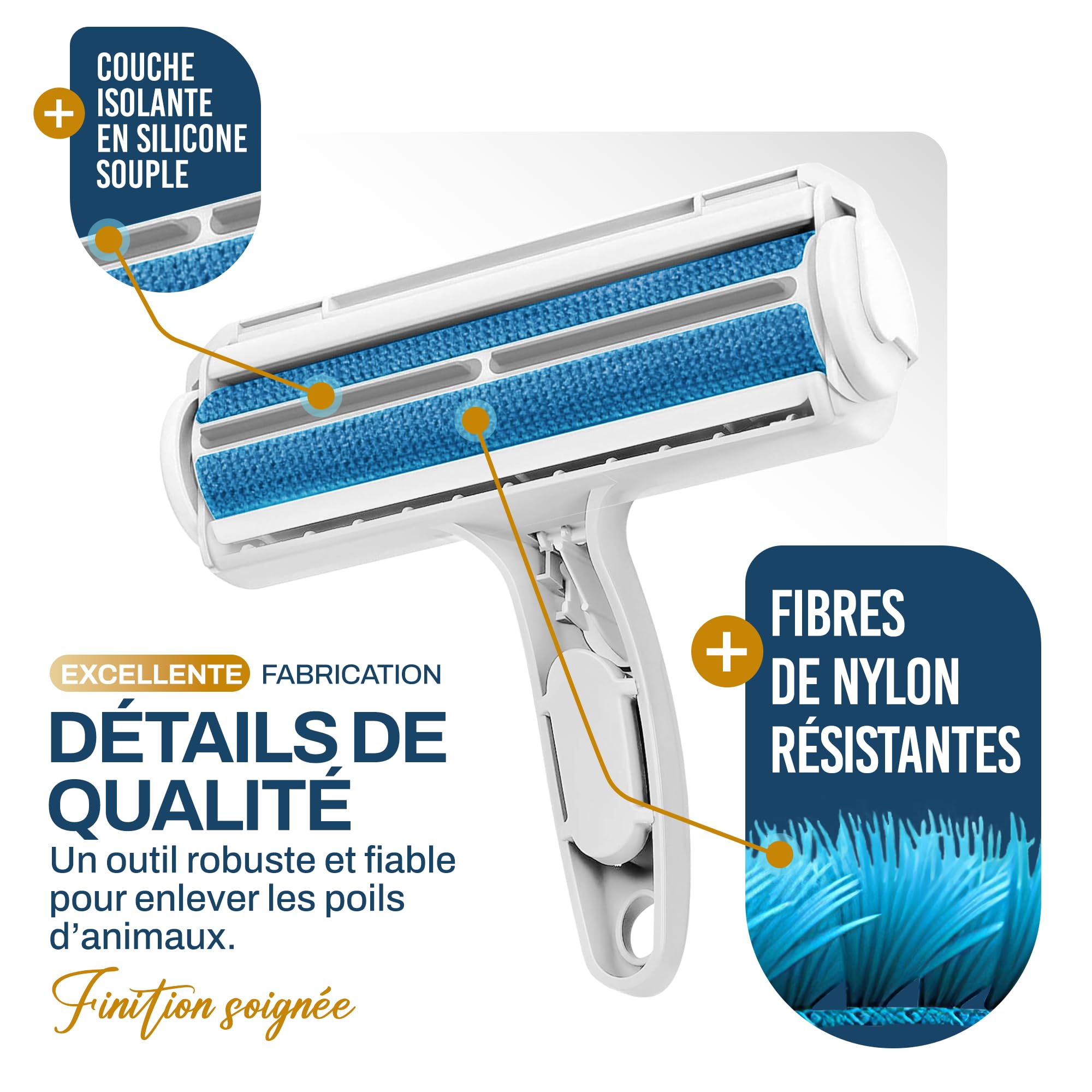 PORTENTUM Brosse Chat Anti Poils Animaux Chien, Brosse Ramasse Enlève Poils, Magique Réutilisable pour Poils, Rouleau à Poils d'animaux, Épilateur pour Canapé, Arbre à Chat, Voiture, lit, Tapis,Panier