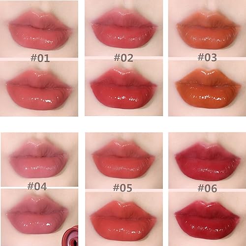 Miniatura 2 de Hezhuang Jelly - 2 unidades de gelatina de labios, brillo labial hidratante tintado, textura de gelatina de 12 horas de larga duración, hidratante
