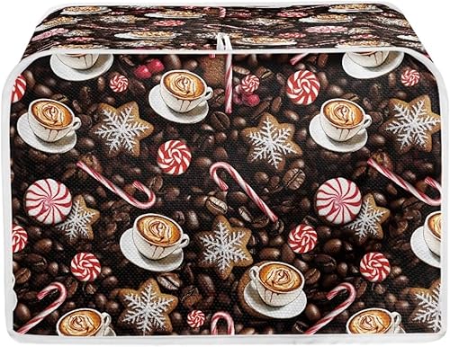 Vista 32 de UNICEU Funda acolchada para tostadora con patrón de café, se adapta a la mayoría de tostadoras estándar de 4 rebanadas patrón de café,Hojas de otoño