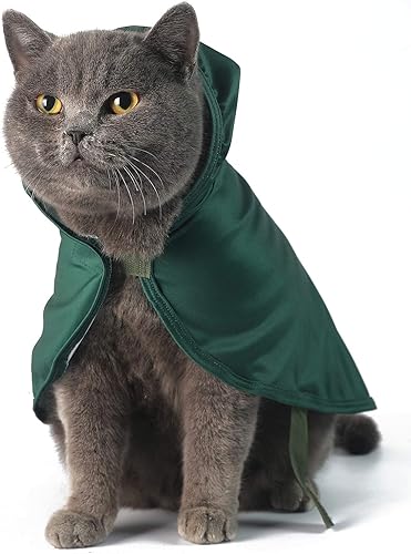 Miniatura 5 de Impoosy Disfraz de gato divertido para mascotas, ropa de gatito para cosplay, camisa para cachorros para perros pequeños (M, verde)