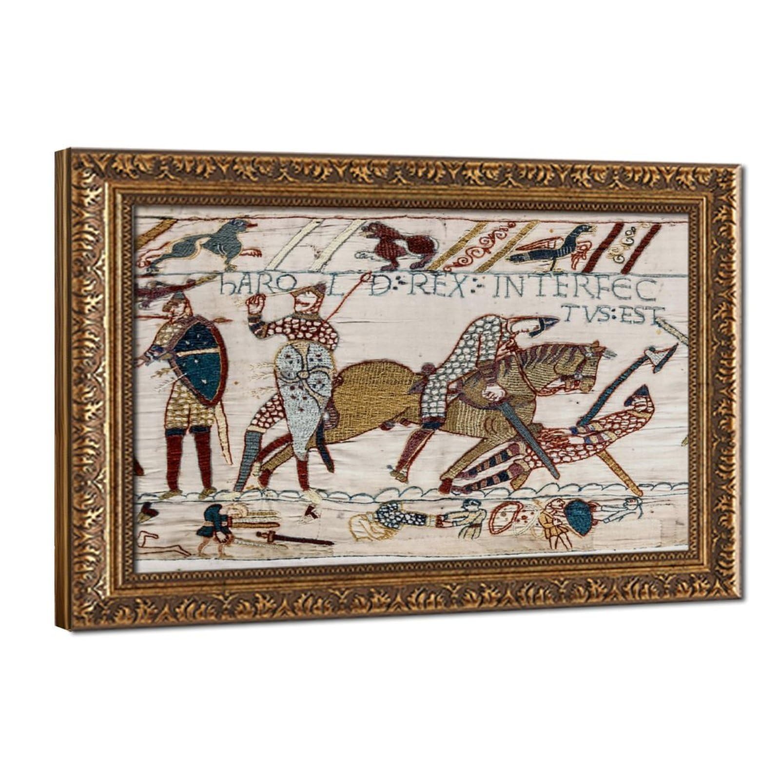 WCYB Bayeux Tapestry - Battle of Hastings - The Death of Harold II 1070 Prints Posters Canvas Deco Paintings Wall Art For Office Living Room Hangable Frame