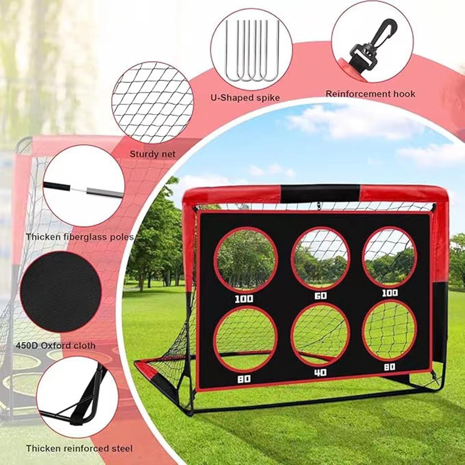 Backyard Soccer Goals - Pop Design Target Toy, 4 Ft Wide X 3 Ft High Rectangular Folding with Portable Frame, Training Practice Accessory for Kids Boys Girls Sports Fun Outdoor Play