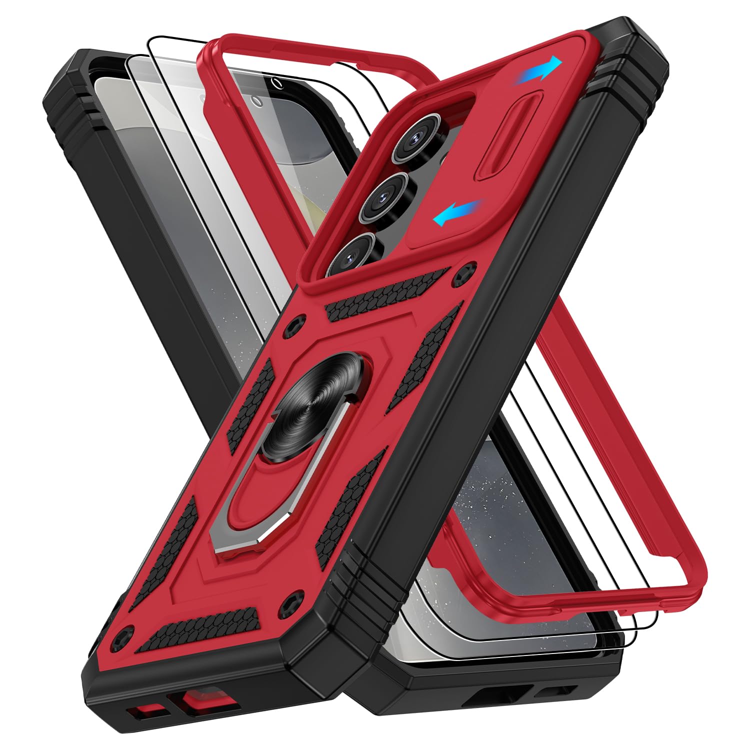 Coque Galaxy S24 robuste rouge anti-casse écran et objectif - 8