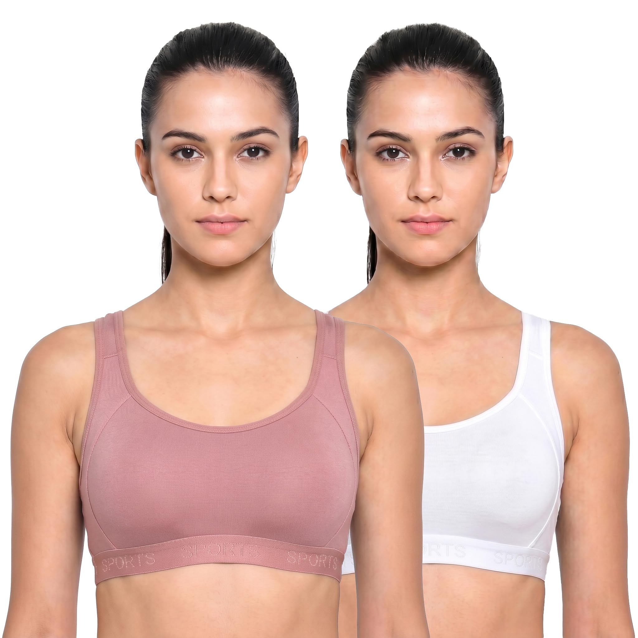 Women's Sports Bra, Scoop Neck, Elasticated Band, Premium Seamless, Non-Padded, Wire Free, Slip On, Low Impact, Workout & Activewear, Sports Bra for Women - 2 Bra Combo-picture-11