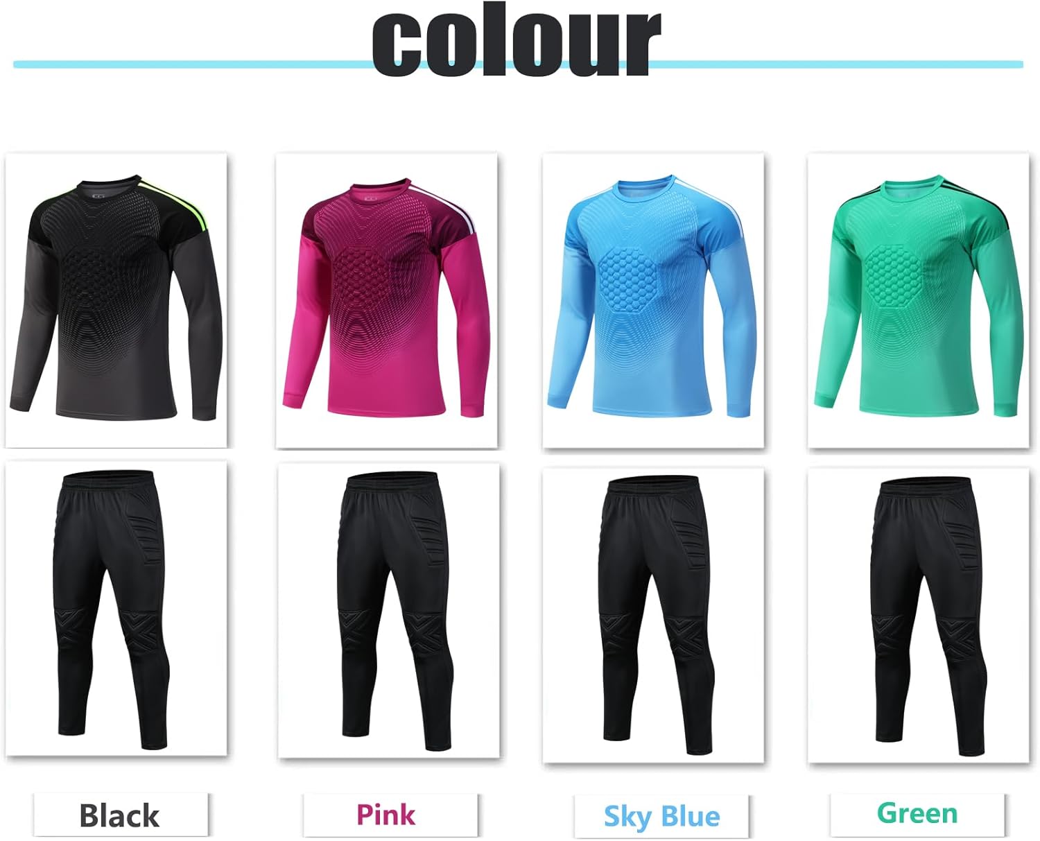 kids goalie jersey Soccer Goalie Shirt pants, Padded Goalkeeper Jersey, youth Long Sleeve Football Padded - Image 3