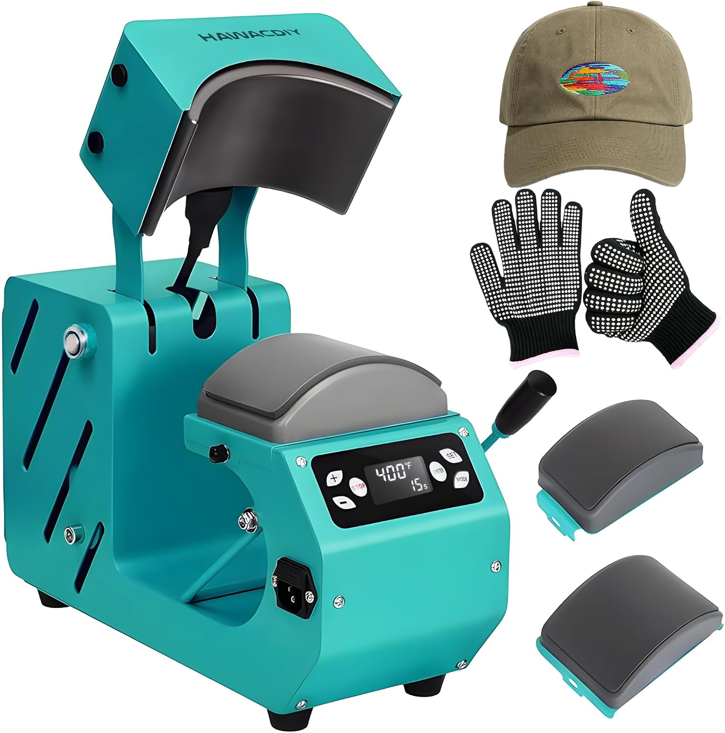 Auto Hat Heat Press Machine for Caps Heat Press Machine with 2 Curved Plates, Temp & Timer Control Auto Open and Release 4 Memory Modes for DTF Sublimation & Vinyl Embroidery