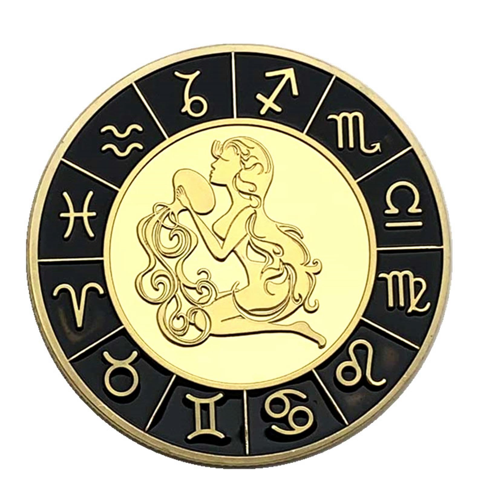 Signos del Zodíaco Color Diamante Chapado en Oro Moneda Conmemorativa Colección de Artesanías de Monedas - 12 Piezas combinación
