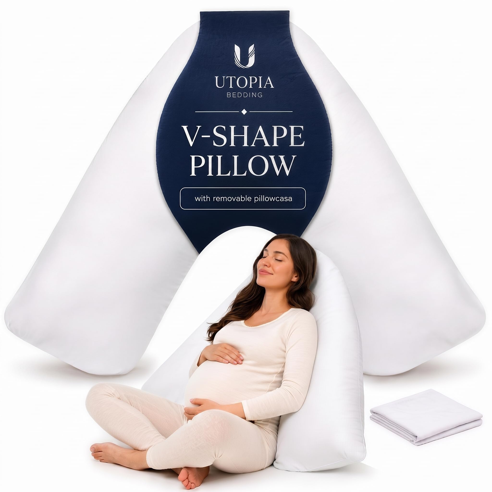 Utopia Bedding V Pillow with Pillowcase, 84 x 34 cm, Maternity Pillow, White โ image 1