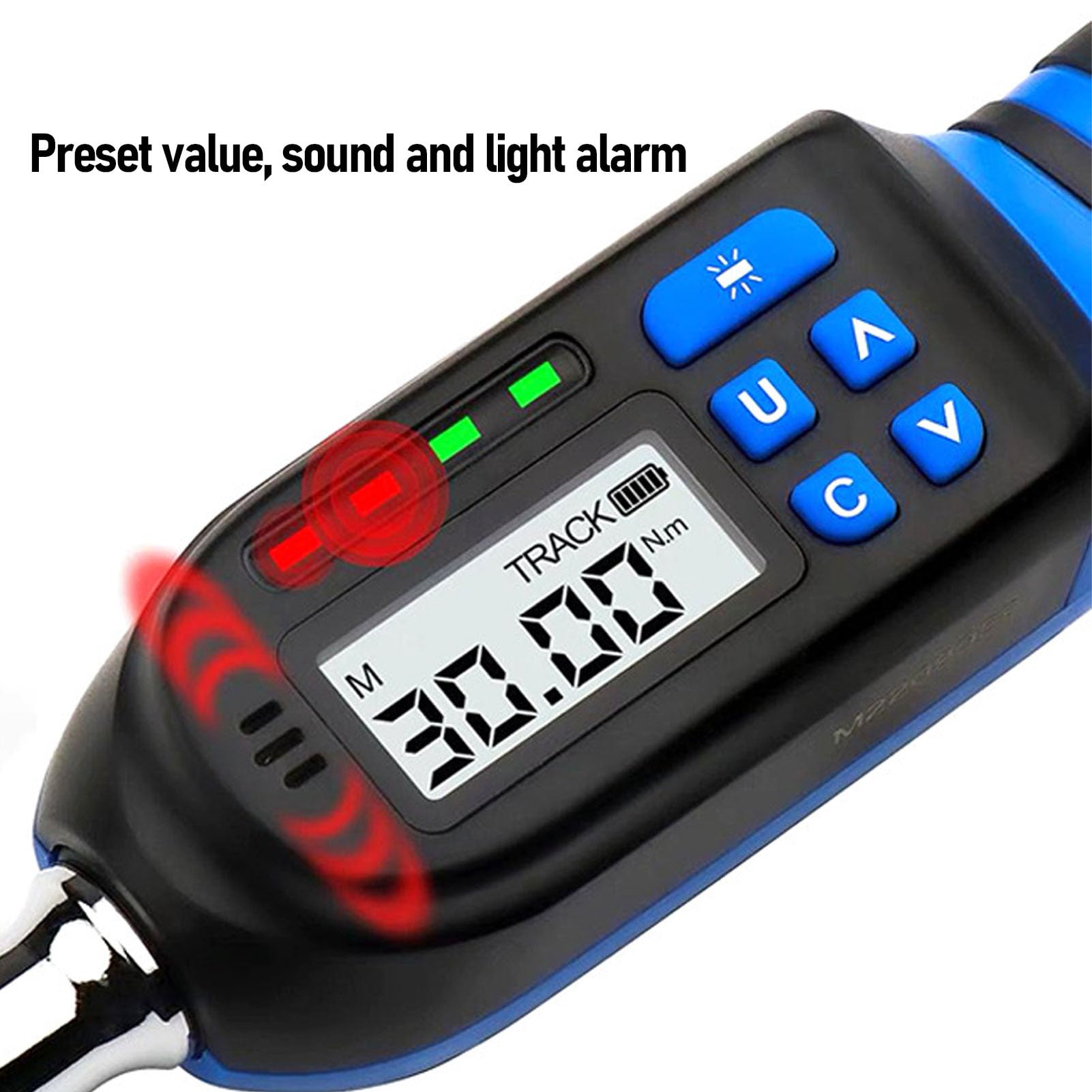 1.5 to 30 N.m Digital Torsion Wrench, LED Notification Buzzer, Peak and Track Modes, Automotive Motorcycle Maintenance Tool with Data Storage, Lightweight Ergonomic Design