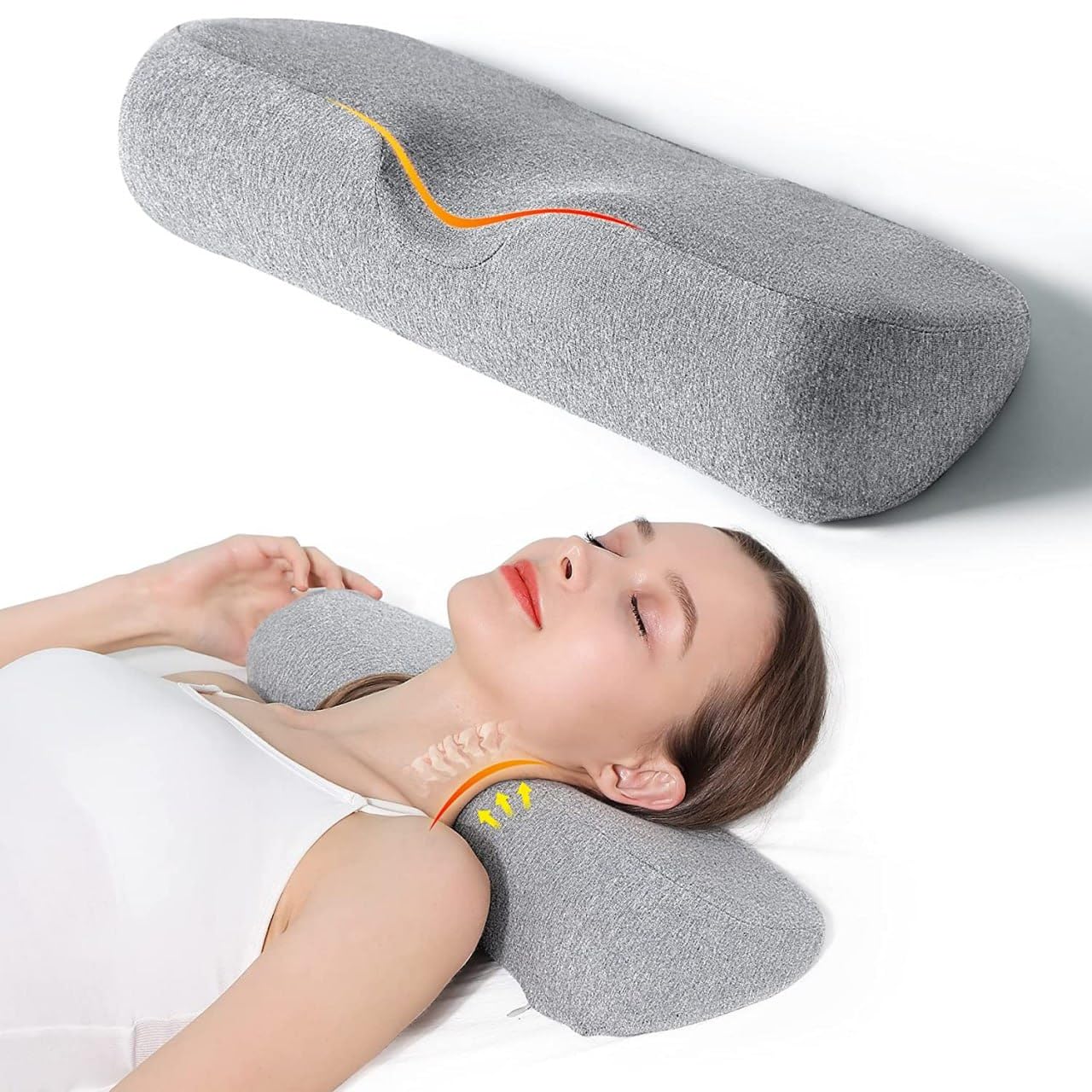 Aakarit Cervical Neck Pillows for Pain Relief Sleeping, High-Density Memory Foam Bolster Support and Shoulder Relaxer, Decompression Devices Orthopaedic Roll