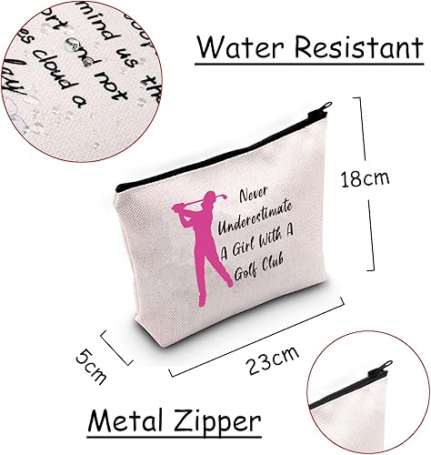 Miniatura 2 de JXGZSO Divertido regalo de golfista bolsa de cosméticos de golf nunca subestimes a una dama con un palo de golf bolsa de aseo bolsa de kit de