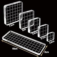 Vista 2 de Bloques de sellos acrílicos transparentes de 6 piezas, herramientas con líneas de cuadrícula para álbumes de recortes, manualidades