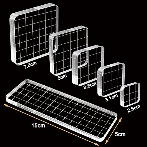 Miniatura 2 de Bloques de sellos acrílicos transparentes de 6 piezas, herramientas con líneas de cuadrícula para álbumes de recortes, manualidades