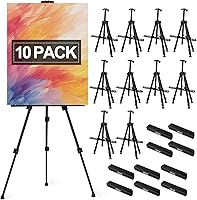AROIC 10-Pack Adjustable Easel Stands - 20-66" Portable Metal Tripod for Artist Canvas Display, Painting & Drawing, Black w/ Storage Bags