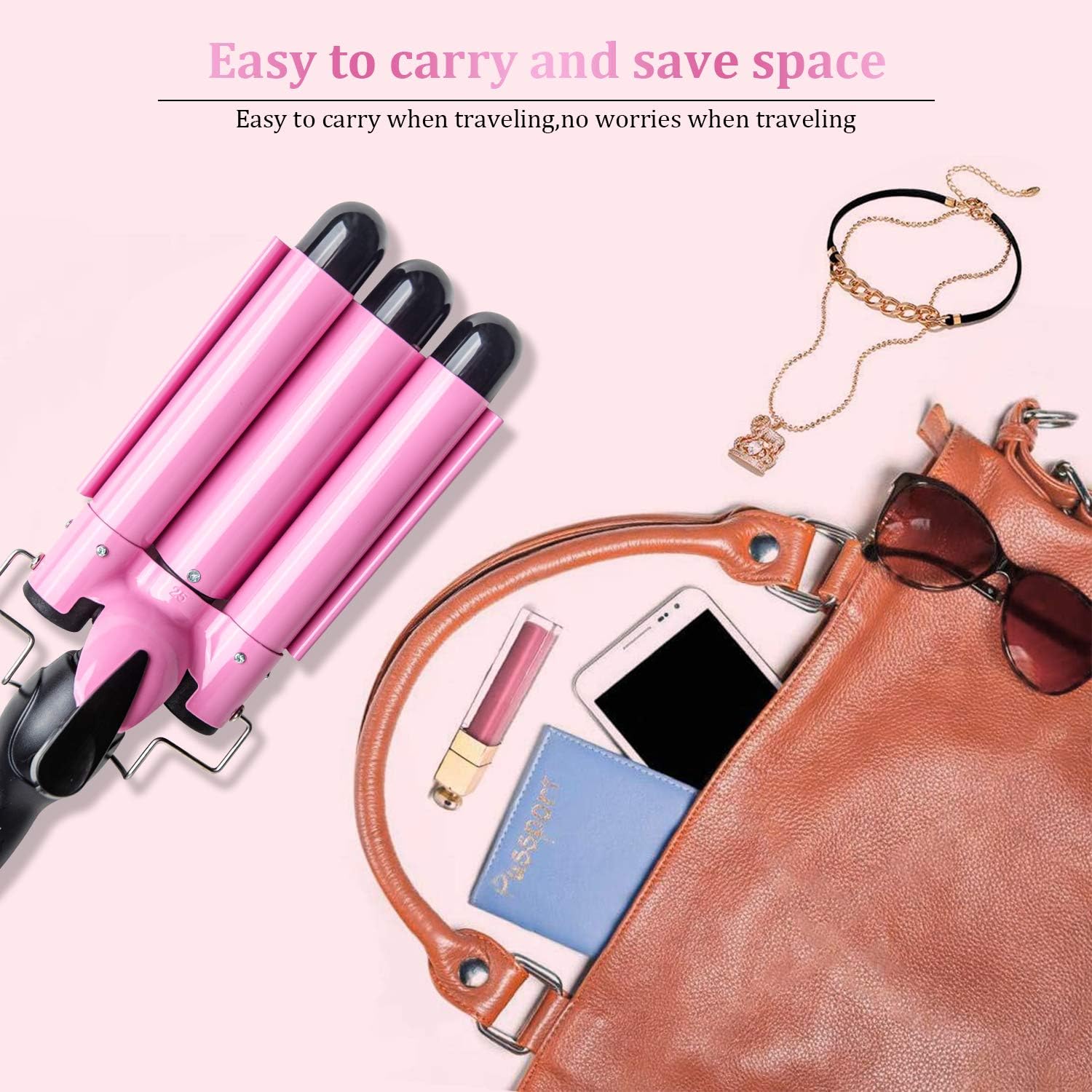 3 Barrel Curling Iron Wand Dual Voltage Hair Crimper Temperature Adjustable 25mm Hair Crimper ，1 Inch Ceramic Tourmaline Triple Barrels ，Hair Waving Styling Tools : Beauty & Personal Care