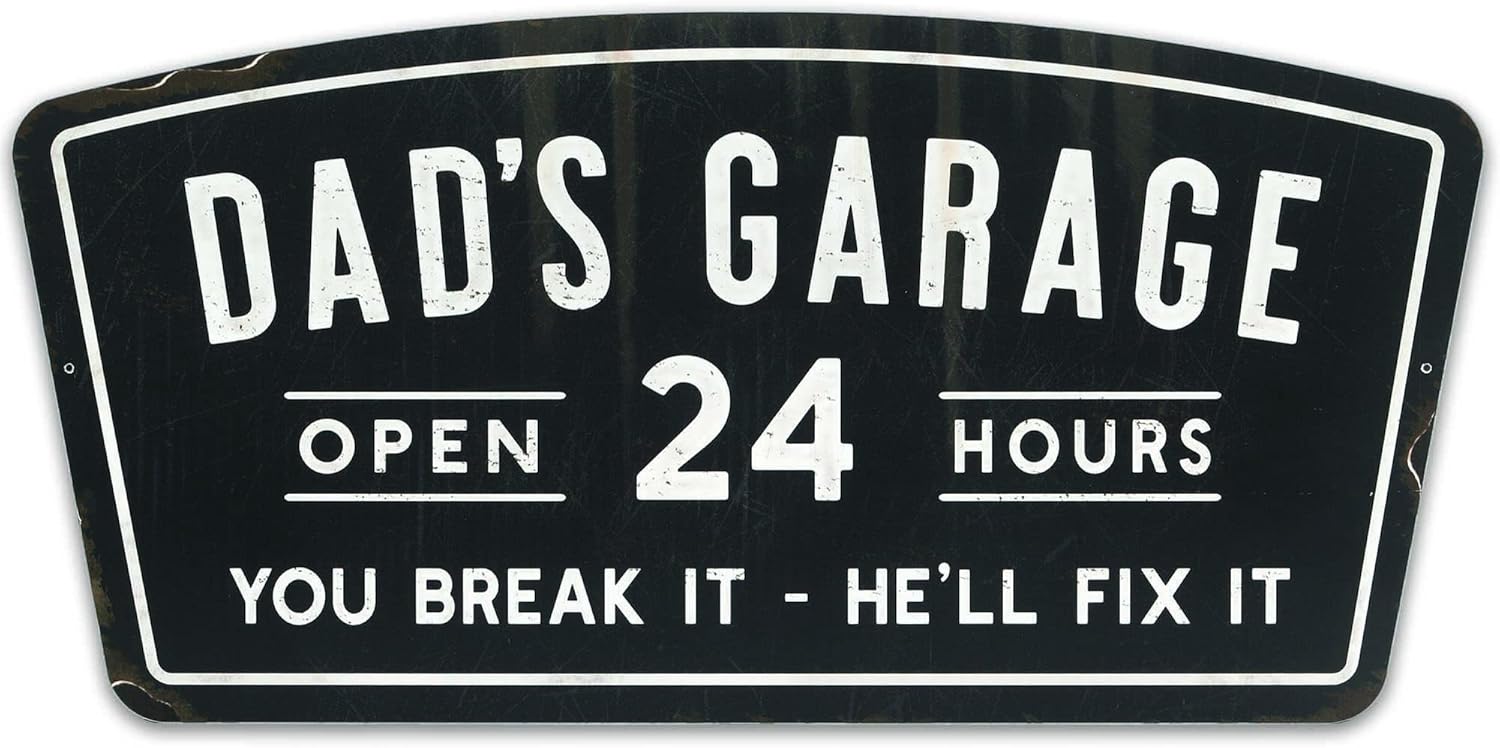Open Road Brands Dad's Garage Metal Sign You Break It He