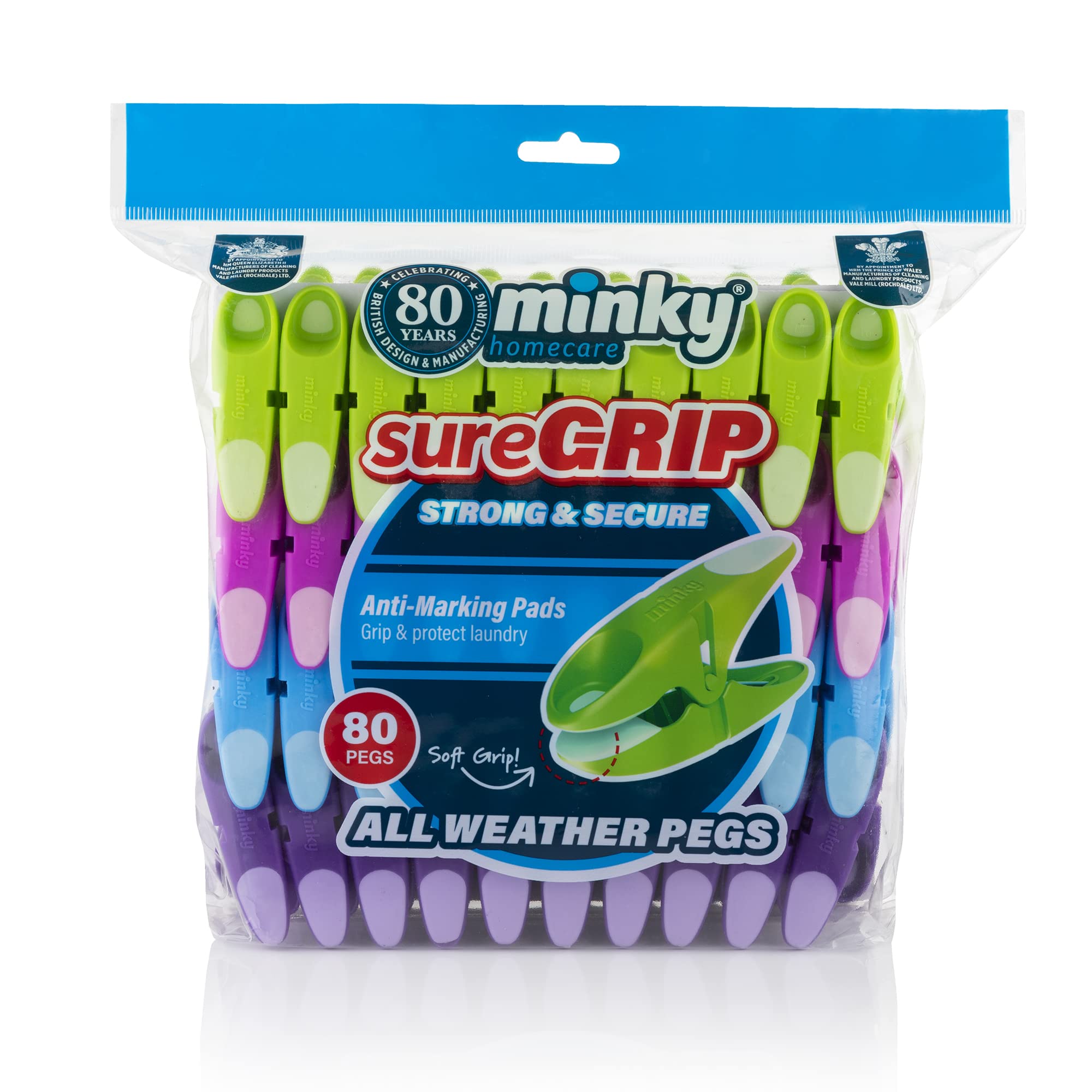 Minky Multicolor Suregrip Pegs, Assorted Colours, Pack Of 80
