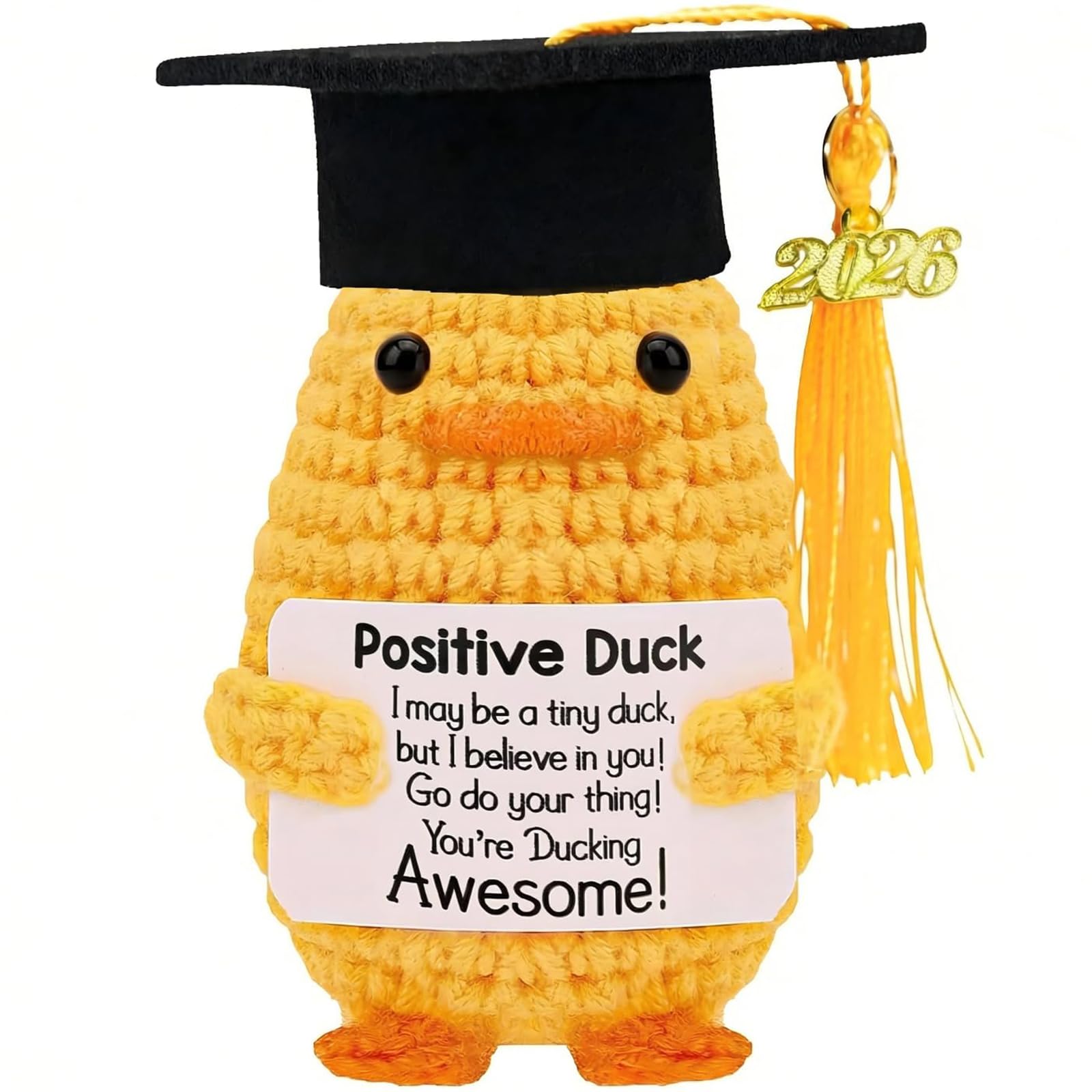 Yunvisty 2026 Graduation Gifts, Emotional Support Crochet Gift Duck Graduation Gifts Funny for Her, Girls, Him, Boys, High School & University Friends And Classmates “Positive Duck…” Class of 2026