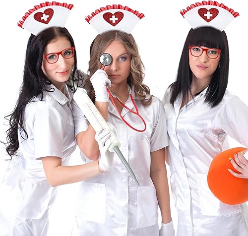 Miniatura 5 de Accesorio de disfraz de enfermera de Halloween, 3 piezas de disfraz de enfermera para Halloween, juego de rol, vestido elegante