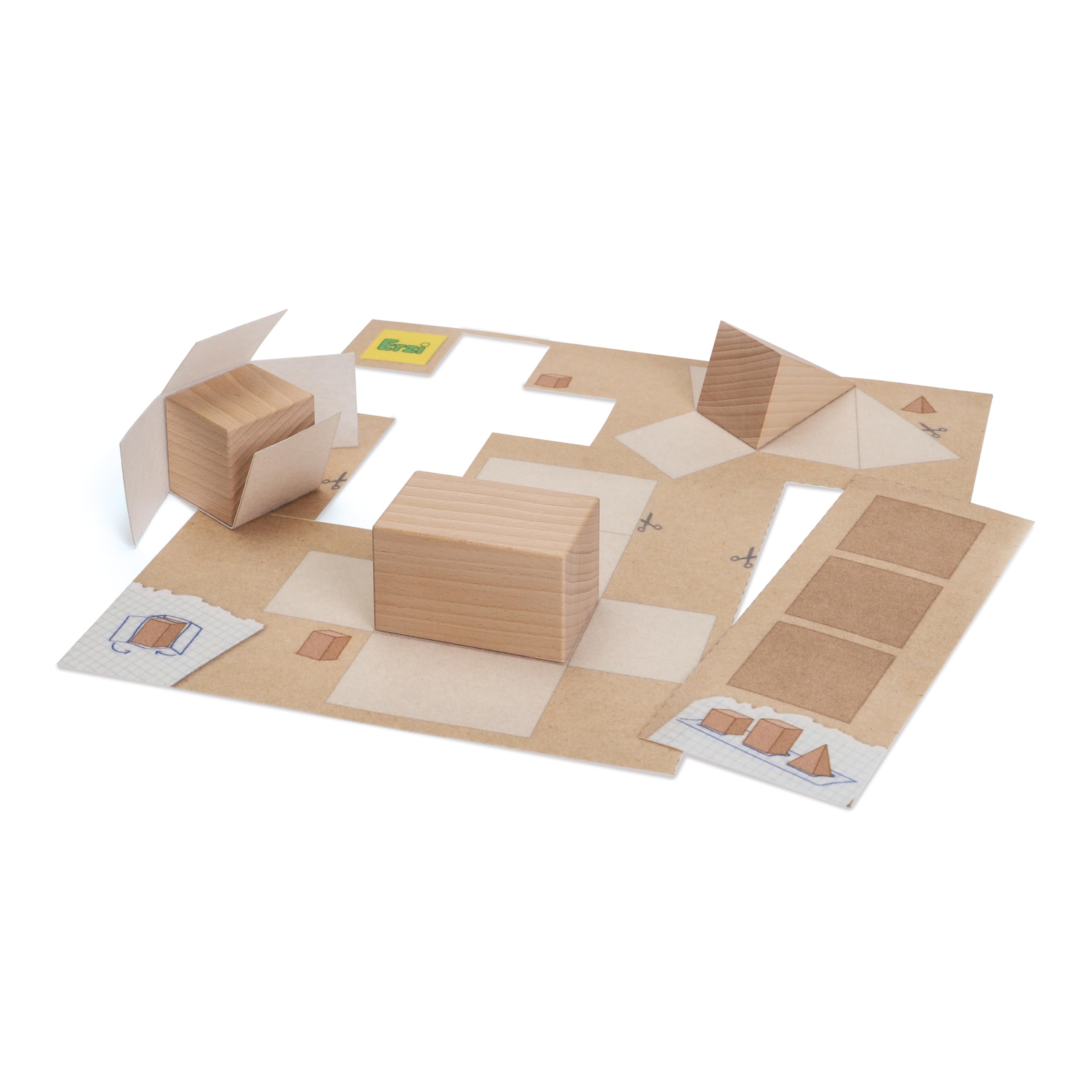 Erzi 42043 Lernspiel Geometrische Körper aus Holz, für Kinder