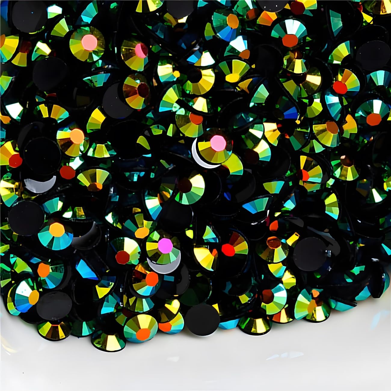 Flatback Rhinestones Round Gems for Nails Art and Crafts 4000Pcs SS6 2mm AB Crystals Glitter Stone DIY Bags Clothes Shoes (Black Dark Green AB)