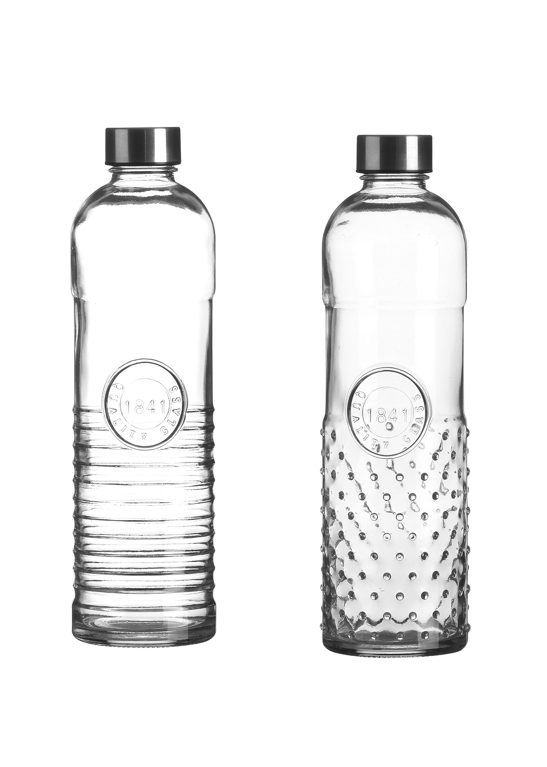 Bouteille d'eau élégante - Oriental - En verre - 1 l - Avec bouchon à vis - Hermétiques - Pour eau, jus au réfrigérateur - Vintage - VG (Stripe Dot))